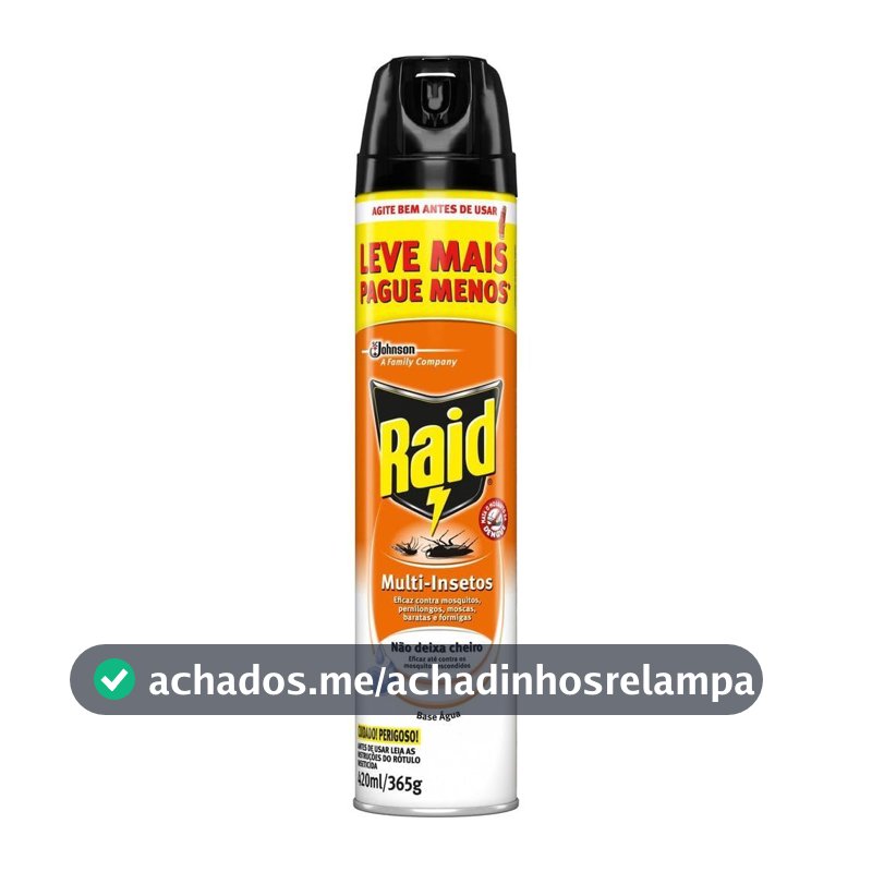Raid Inseticida Aerosol Multi Insetos Base Água Mata Mosquito, 420ml