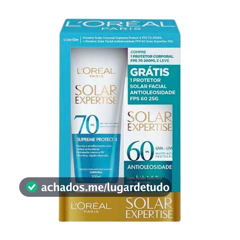L'Oréal Paris Solar Expertise Kit Protetor Solar FPS 70 + FPS 60, 200ml+25g