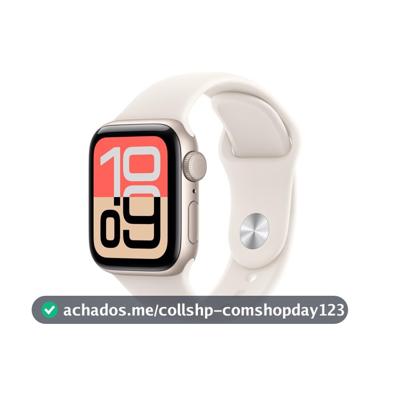 Apple Watch SE 3 GPS, Caixa em alumínio luz das estrelas de 40 mm com Bracelete desportiva luz das estrelas - P/M