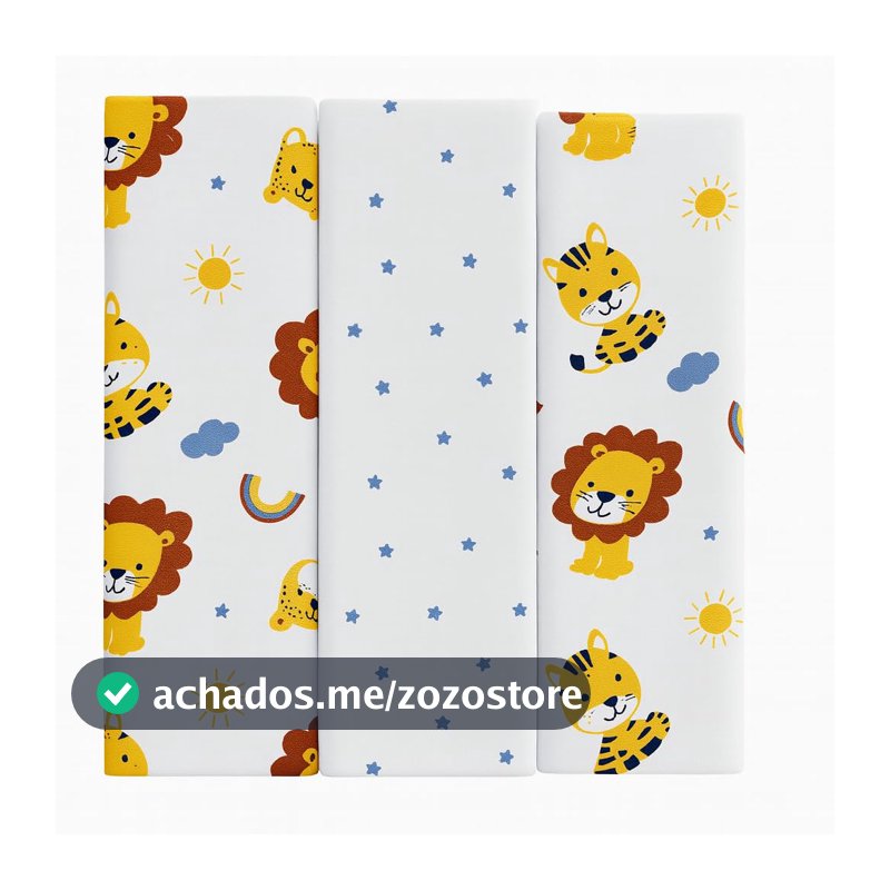Kit 3 Cueiros Bebê 100% Algodão 80x50cm – Macio, Confortável, Estampado – Ideal Para Recém-Nascido, Enxoval e Presente Infantil