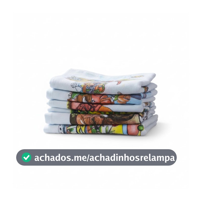Kit 5 Panos de Prato Bainha 2 Lados Com Estampa - 40x65cm