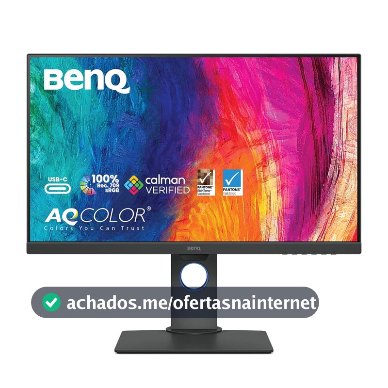 Monitor BenQ PD2705Q QHD com 27", Painel IPS, 100% sRGB e Rec. 709, com Thunderbolt 3 para MacBook, Modo DualView e CAD/CAM, tela Anti-Reflexo, Ajuste de Altura e Brightness Intelligence
