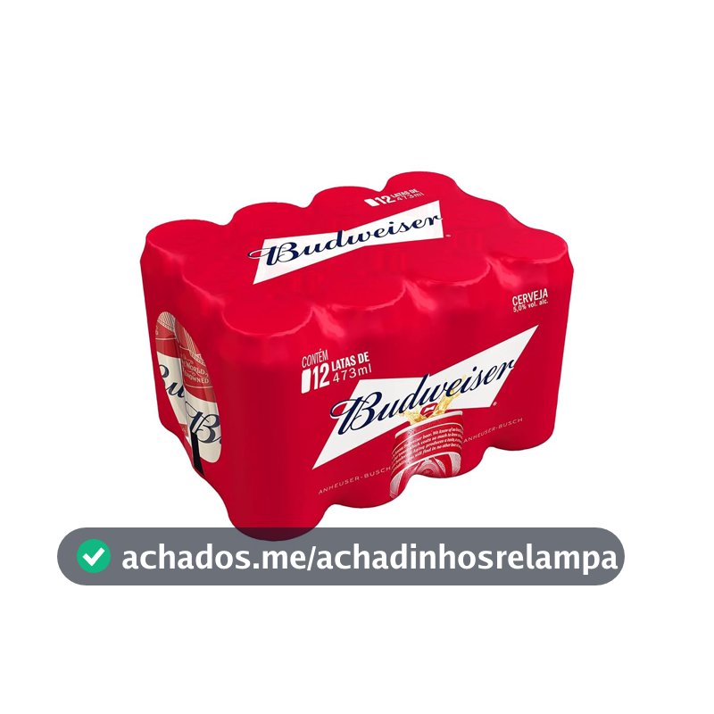 Cerveja Budweiser, American Lager, Lata 473ml, Pack com 12 unidades