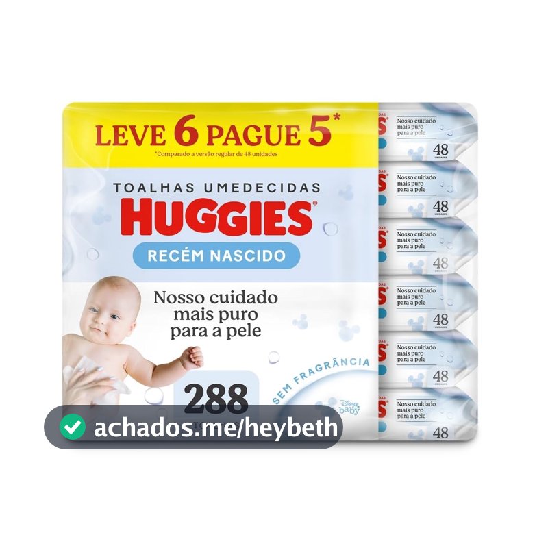 Lenços Umedecidos Huggies Recém-Nascido Sem Fragrância 6x48U