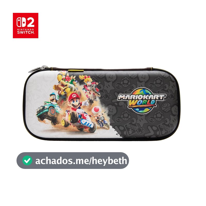 PowerA Case Slim de Proteção para Nintendo Switch 2 - Mario Kart World, Oficialmente licenciado, Estojo de proteção, Armazena até 10 cartões de jogo, Protetor de Tela acolchoado, Suporte integrado para jogar