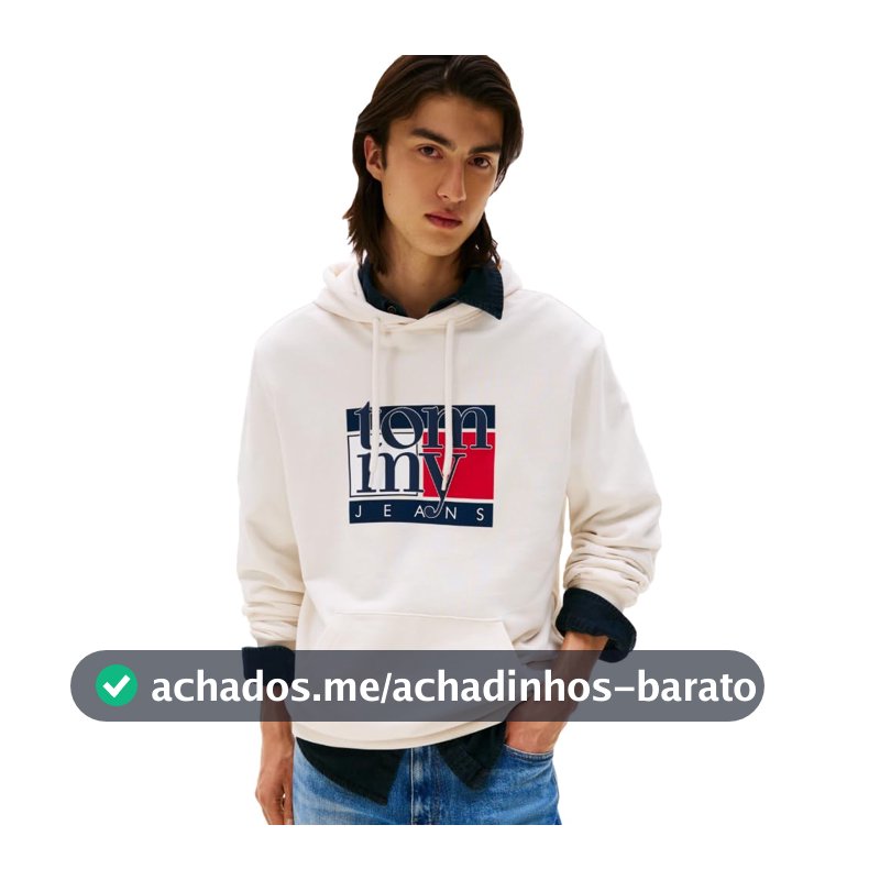 Suéter com capuz Medium Weight Hoodie Sweatshirt With Printed Flag Logo Tommy JeansMasculino