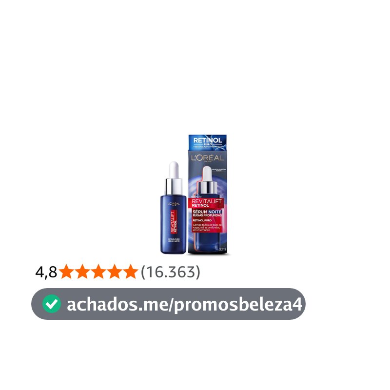 L'Oréal Paris Revitalift Sérum Facial Noturno com Retinol Puro, Corrige Rugas Profundas, Uniformiza o Tom da Pele, Melhora a Textura e Firmeza, Ação Antienvelhecimento, 30ml