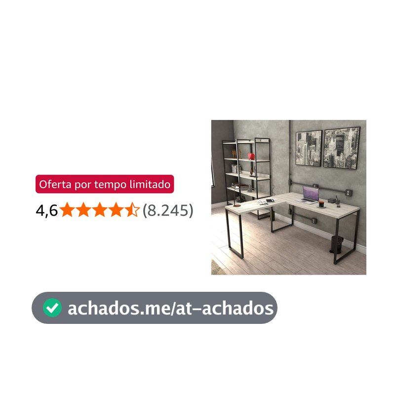 Escrivaninha Industrial em L 2 Peças Trevalla Kuadra ML150 Snow