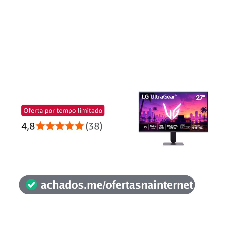 LG UltraGear Monitor Gamer 27" IPS, 144Hz Nativo, 1ms (MBR), Full HD (1920x1080), HDR10, NVIDIA G-SYNC, AMD FreeSync, Preto - 27G411B