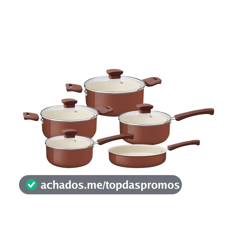 Tramontina Jogo de Panelas Veronese em Alumínio com Revestimento Cerâmico cor Argila 5 Peças.