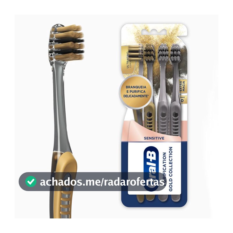 Oral-B Escova de Dente Sensitive Purification Gold Extra Macia 4 Unidades