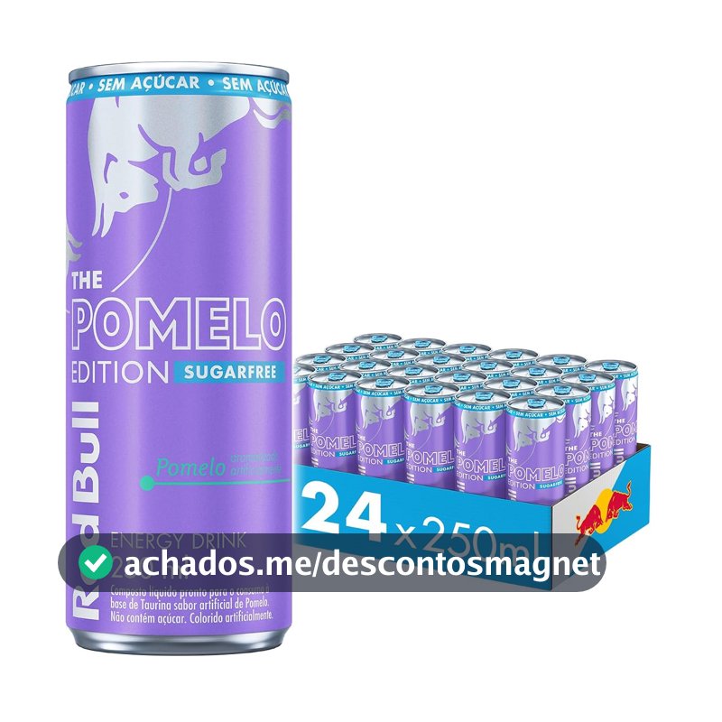 Red Bull Energético, Pomelo, Sem Açúcar, 250ml, 24 latas