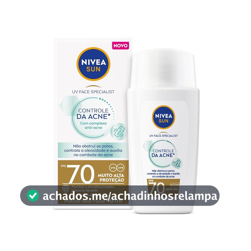 Protetor Solar Facial Fluido NIVEA, Controle da Acne, FPS 70, 40ml