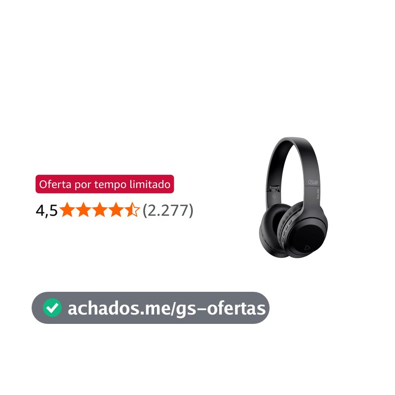 I2GO, Headphone Bass 300, Bluetooth, Microfone Integrado, Controle Multimídia, Até 10h de bateria, Tecnologia Dual Connect, Entrada cabo auxiliar P2 (incluso), Dobrável, Preto