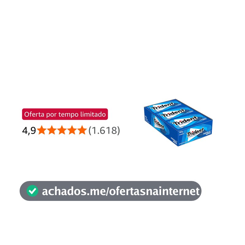 Chiclete Trident Hortelã Sem Açúcar - Caixa com 21 unid. de 8g