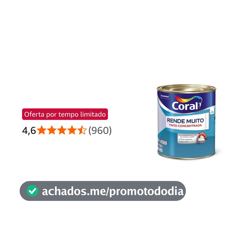 Tinta Acrílica Standard Coral Rende Muito Branco 900 ML