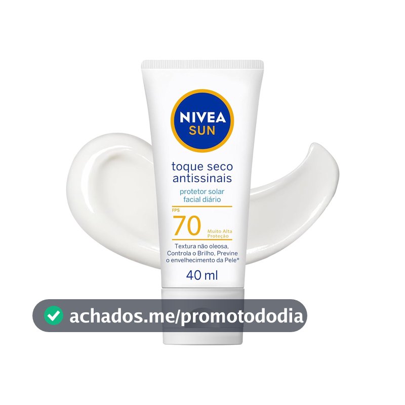 NIVEA SUN Protetor Solar Facial Toque Seco Antissinais FPS 70 40ml - Com muito alta proteção contra raios UVA/UVB, controla o brilho e previne o envelhecimento precoce