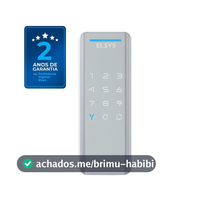 Fechadura Digital de Sobrepor, Abertura por senha ou tag, Pop, Prata, DS1100V, Elsys