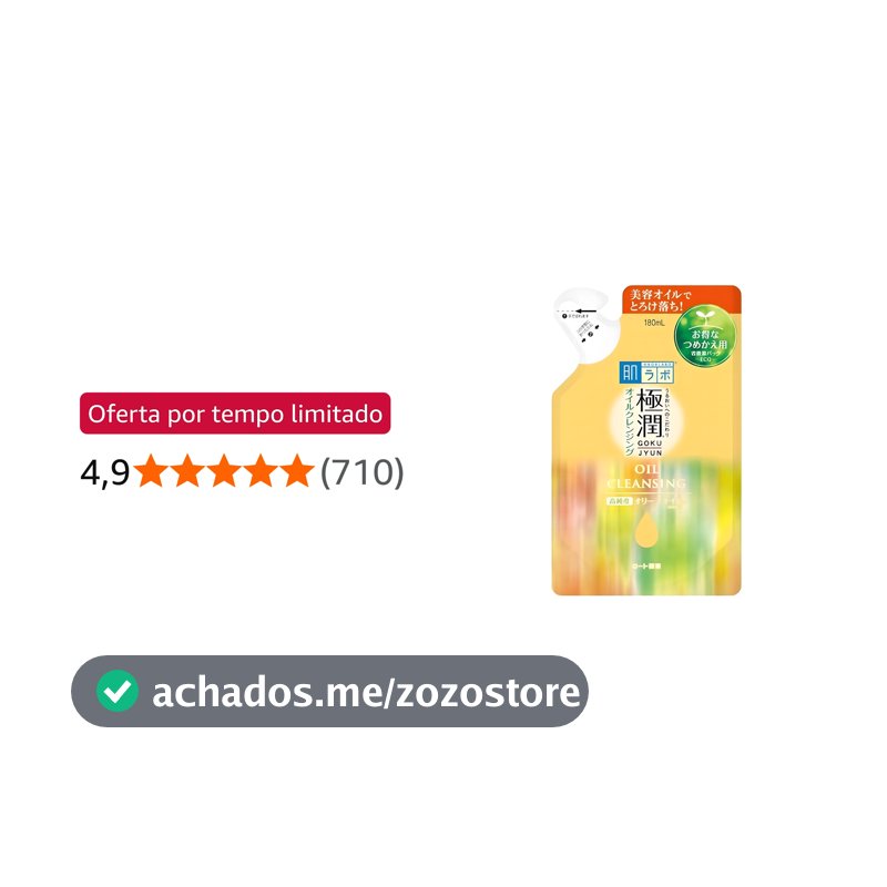 Hada Labo Demaquilante Cleansing Oil Refil - Limpador Facial 180 ml - Remove Maquiagem Resistente à Água - Limpeza Eficaz sem Ressecar