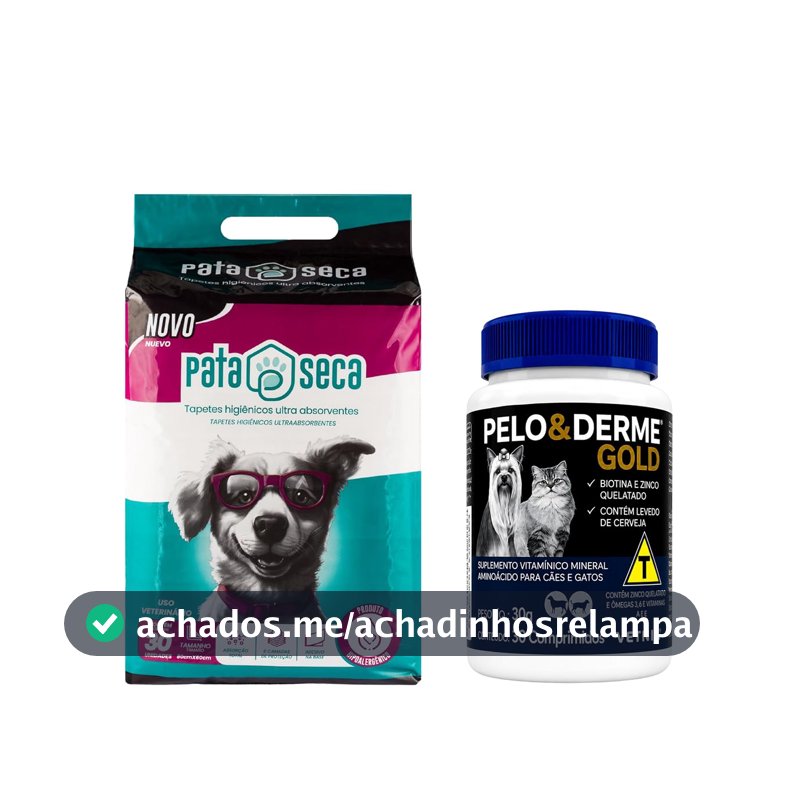Kit Tapete Higienico Pata Seca + Pêlo e Derme Gold 30 comprimidos Vetnil