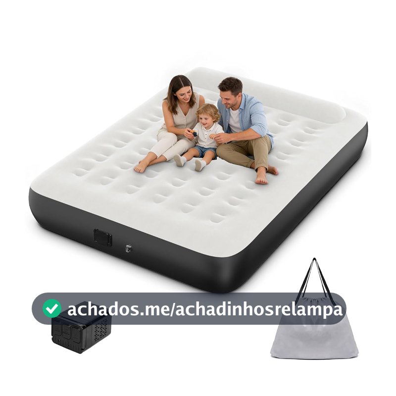 Trailabo Colchão Inflável Queen Size 203  151CM com Bomba de ar Elétrica Recarregável Embutida