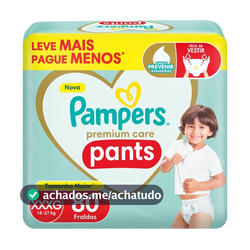 Fralda Pampers Premium Care Pants Tamanho XXXG 80 Unidades