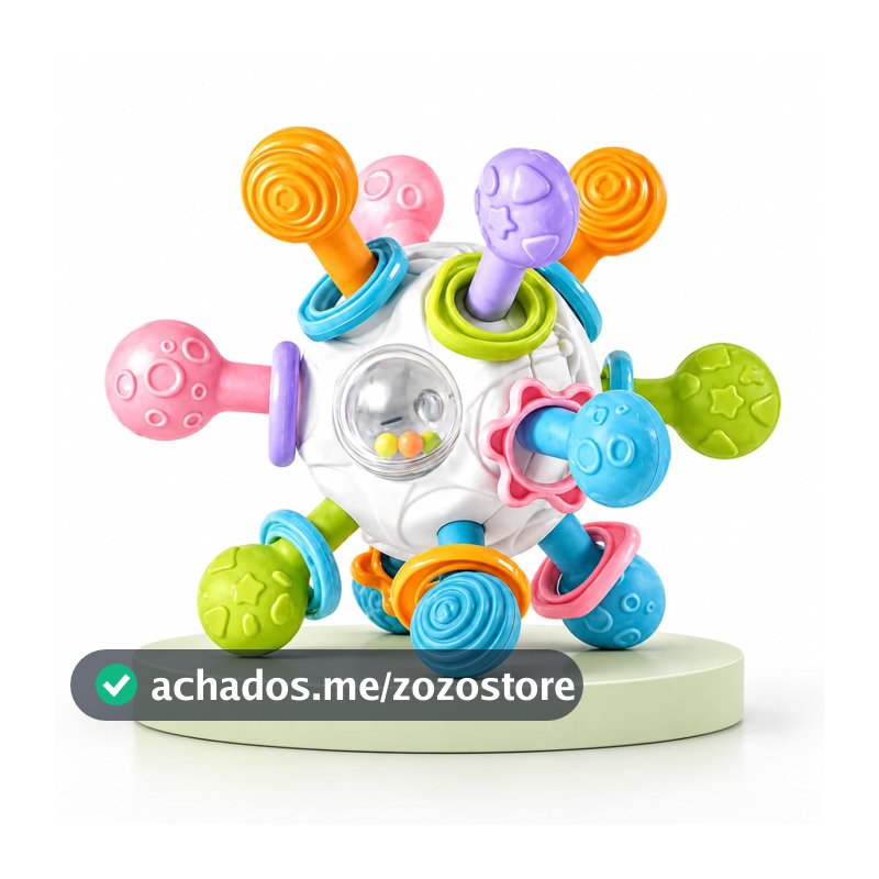 Mordedor Infantil Flexível 360 com Chocalho e Texturas Branco