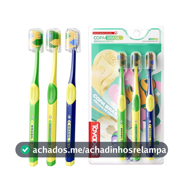 TOYADENT Escova de Dente Brasil, Cerdas Macia, Kit Família 3 Unidades