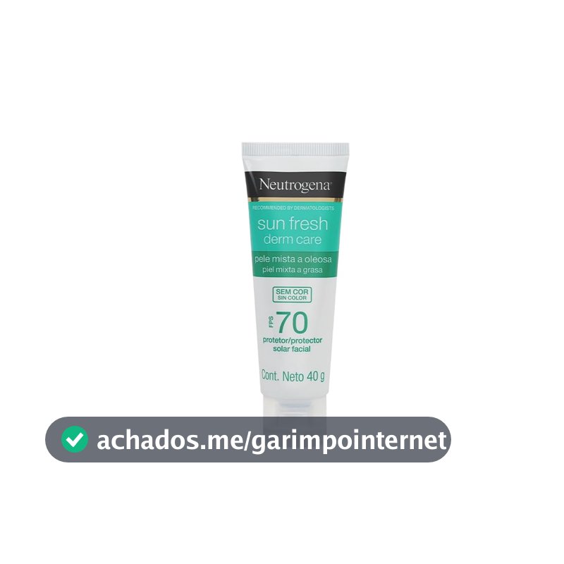 Protetor Solar Facial Neutrogena Sun Fresh Derm Care, Sem Cor, FPS 70, 40g