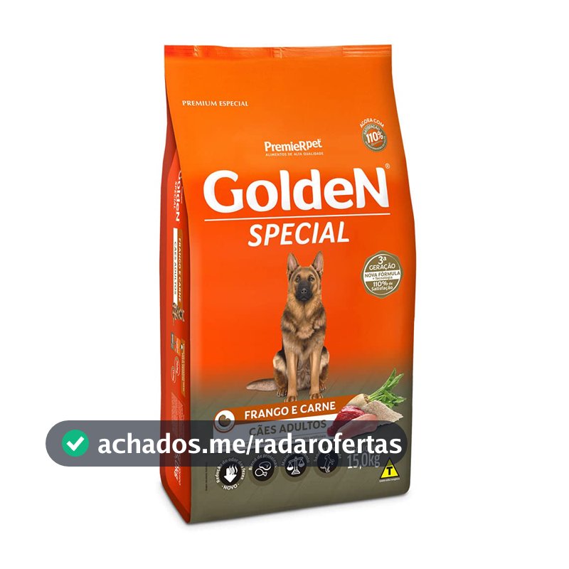 Premier Pet Golden Special - Ração para Cães Adultos, Sabor Frango e Carne, 15kg