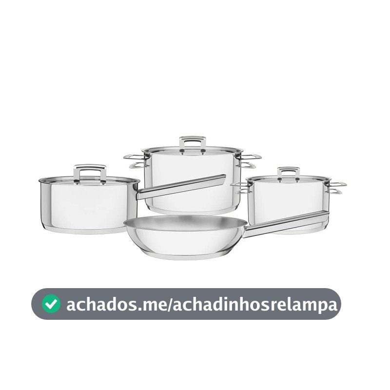 Jogo de Panelas Fundo Triplo com Tampa Plana 4 Peças Tramontina Inox