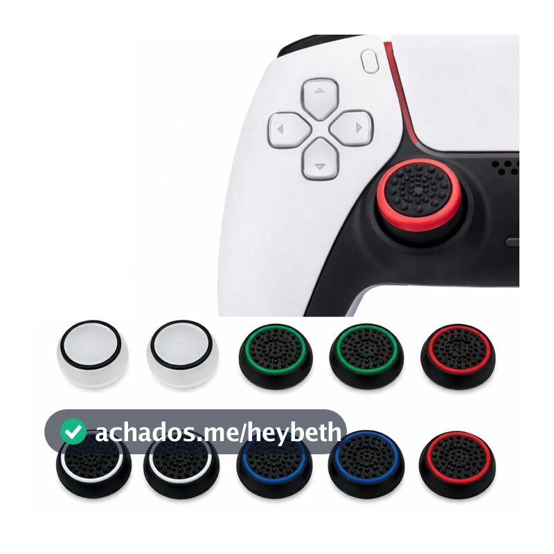 Kit com 10 Grips de silicone para Controle, Compatível com PS2, PS3, PS4, PS5, XBOX,Nintendo switch e Steam Deck Protetor Analógico com Anéis Coloridos