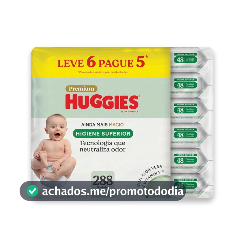 Lenços Huggies Higiene Superior Limpam 2x Mais 6 x 48 Un