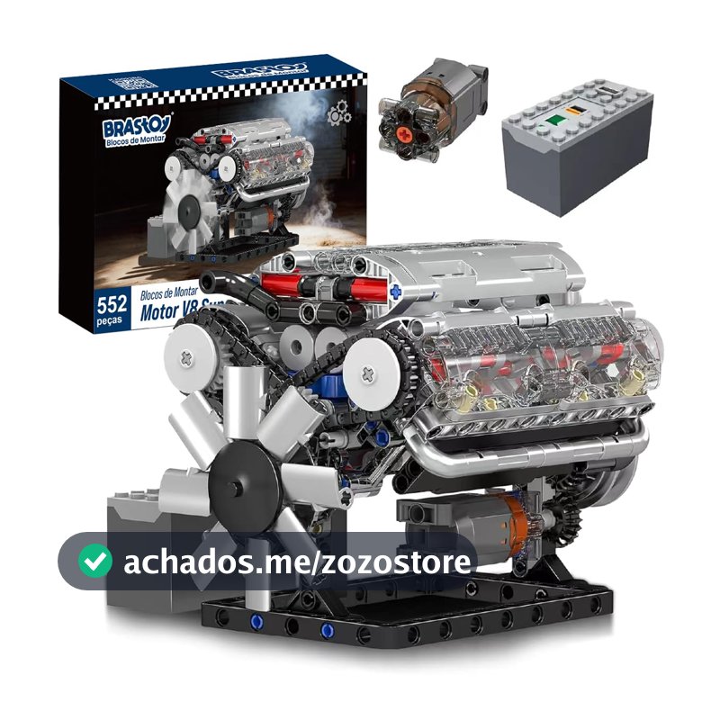 Brastoy Blocos Montar Construção de Motor V8 Modelo STEM Brinquedos Infantil e Adulto (535 Peças)