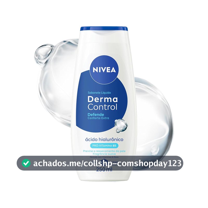 NIVEA Sabonete Líquido Derma Control Defende 250ml, Limpeza Corporal, Previne Ressecamento, Ácido Hialurônico, Pele Suave