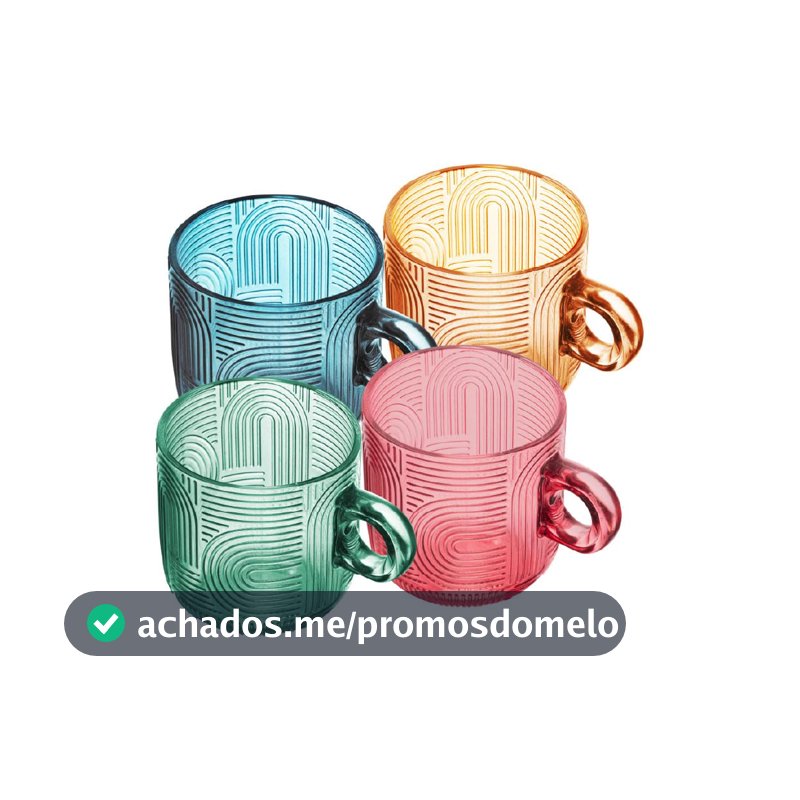 WOLFF - Conjunto 4 Xícaras de Vidro Frankfurt Colorido 220ml