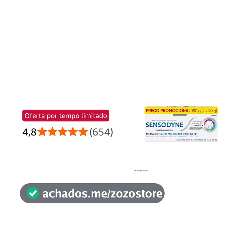 Sensodyne Creme Dental Proteção Completa com Flúor, Proteção Diária Contra a Sensibilidade e Cuidado Diário 8 em 1, Ação de Limpeza Profunda e Clareamento Dental, 2 Unidades de 90g