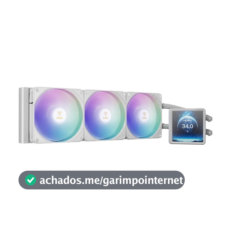 Water Cooler 360mm Gamdias Aura GL360 LCD Branco ARGB Tela IPS 4" AURA GL 360 LCD WH