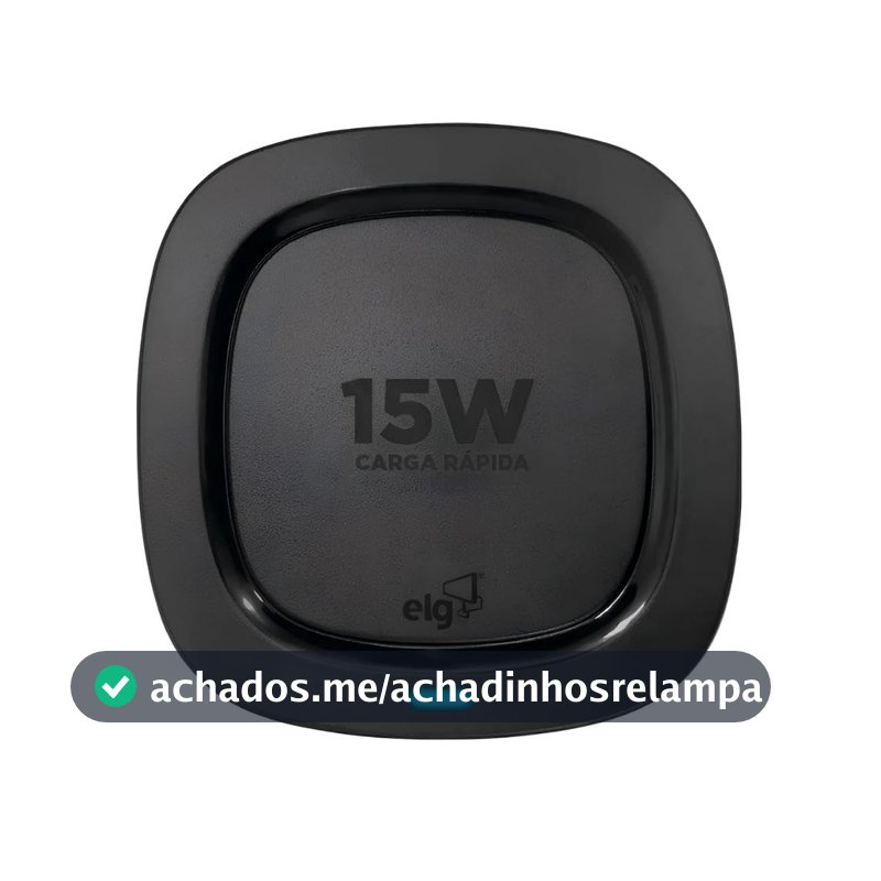ELG, WQ15BK, Carregador de Mesa Wireless, Compatível com Todos os Dispositivos Qi, Carregamento Sem Fio Rápido e Seguro, Preto