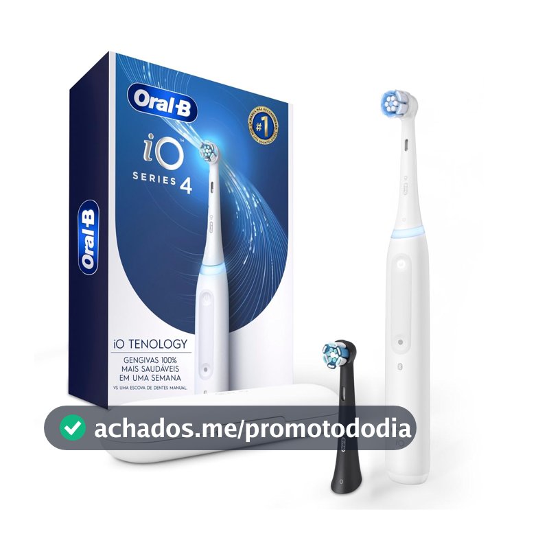 Oral-B Escova de Dente Elétrica iO4, 1 Cabo + 2 Refis + Carregador Bivolt