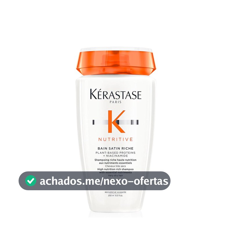 Kérastase Nutritive Bain Satin Riche Shampoo Nutritivo para Cabelos Finos e Médios, Secos e Ressecados, Nutrição Profunda com Ativos Anti-ressecamento 250ml