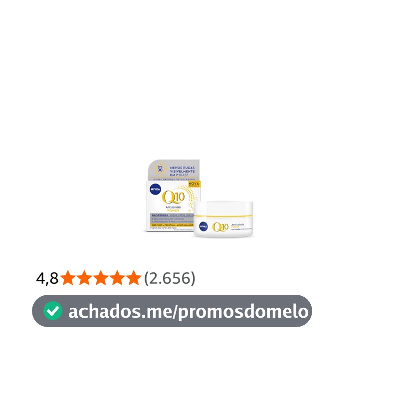 NIVEA Creme Facial Antissinais Q10 Power Dia FPS 30 47g, Reduz Rugas, Hidratação Intensa, Ácido Hialurônico, Cuidado Facial Diário