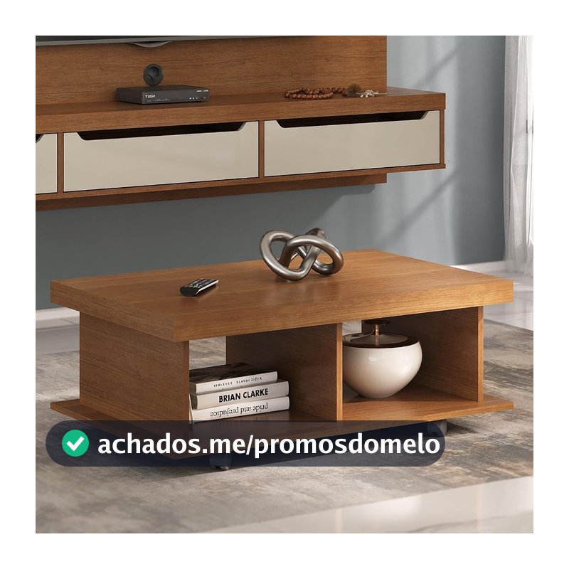 Artely Mesa de Centro Dunas com Rodízios e Tampo em Tamburato, Cinamomo