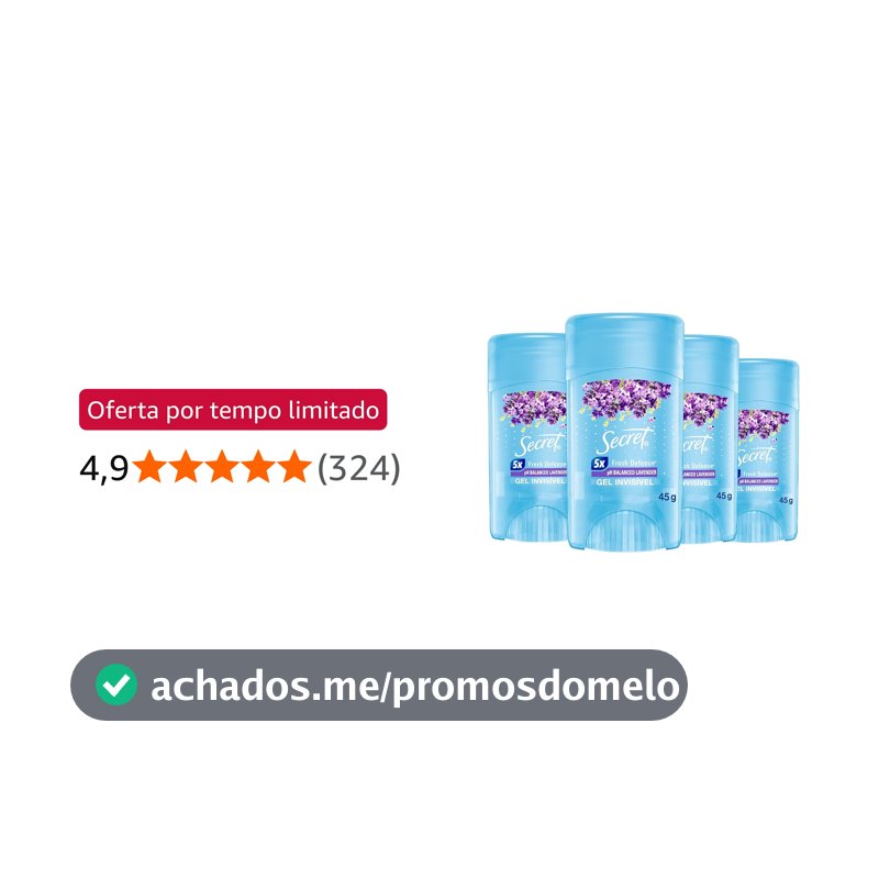 Secret Kit Desodorante em Gel Invisível Antitranspirante Lavanda com 4 Unidades 45g