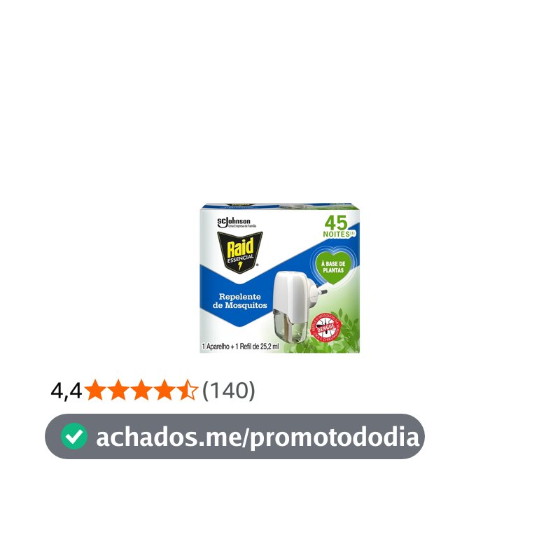 Raid Essencial Repelente Elétrico Líquido Base de Plantas Aparelho e Refil