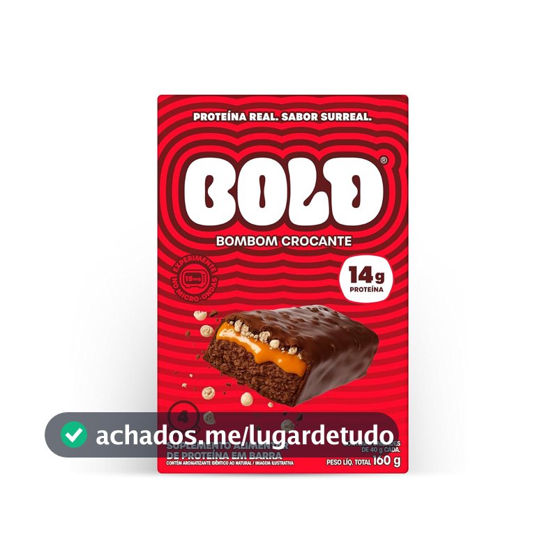 Bold Barra de Proteina Bombom Crocante 14g Kit com 4 Unidades