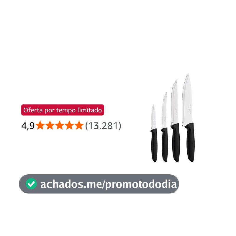 Tramontina JOGO FACAS INOX 4PC PLENUS PRE, Preto