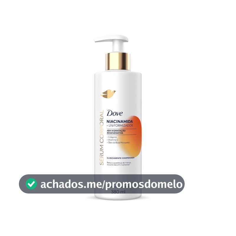 Sérum Hidratante Corporal Para Pele com Tom Irregular 48h de Hidratação Regenerativa Dove Dermo Renovador Niacinamida Redutor de Marcas Escurecidas Clinicamente Comprovado 380mL