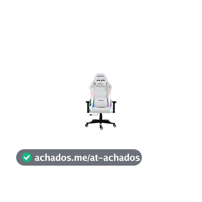 MAX RACER Cadeira Gamer Khroma - Poltronas Gamer de Aço, Cadeira Ergonômica - Luz LED, Suporta 150kg, Braço 2D, Tecido Sintético PVC, Inclinação 135°, Almofada Cervical e Lombar - WiFi - Branca