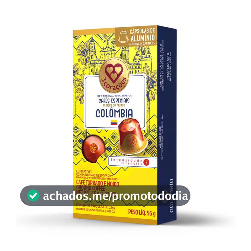 3 Corações Cápsulas de Café Regiões do Mundo Colômbia, Compatíveis com Nespresso, contém 10 cápsulas